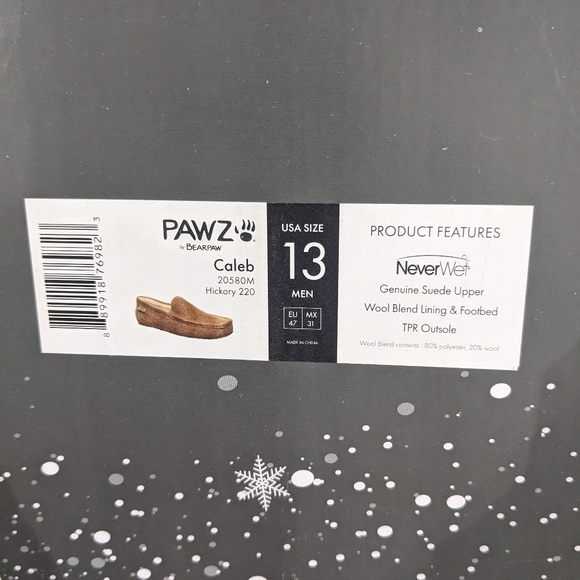 NIB men's bear baw suede and wool slippers hickory chestnut size 13 - Picture 5 of 13